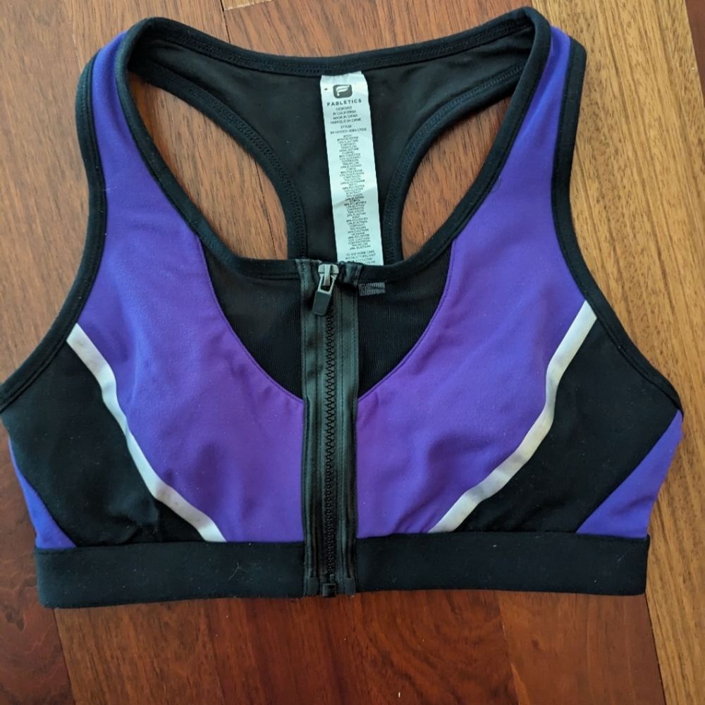 Fabletics Purple and Black Zip Sports Bra size Small
